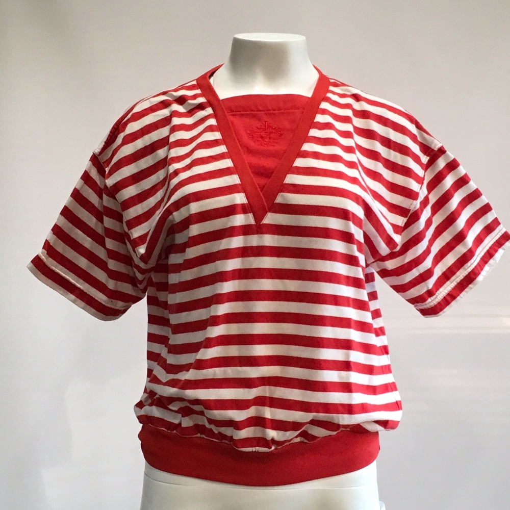 Vintage Red & White Stripe top